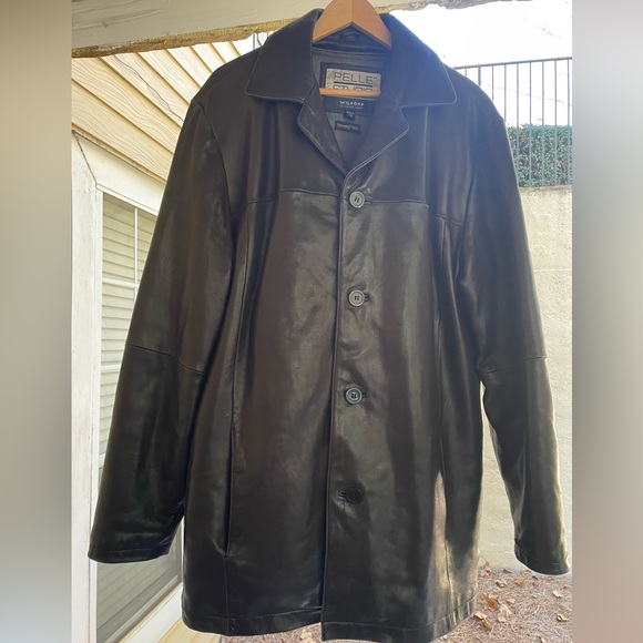 Black Leather Coat. Pelle Studio by Wilson’s Leather Experts. Large Tall - Picture 2 of 4